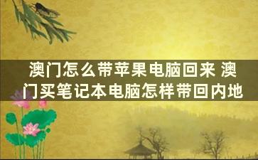 澳门怎么带苹果电脑回来 澳门买笔记本电脑怎样带回内地